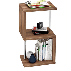 Custom Free Standing Modern Storage Rack S Type 2 Tier Bookcase with Metal Frame Display Shelf storage racks shelving units