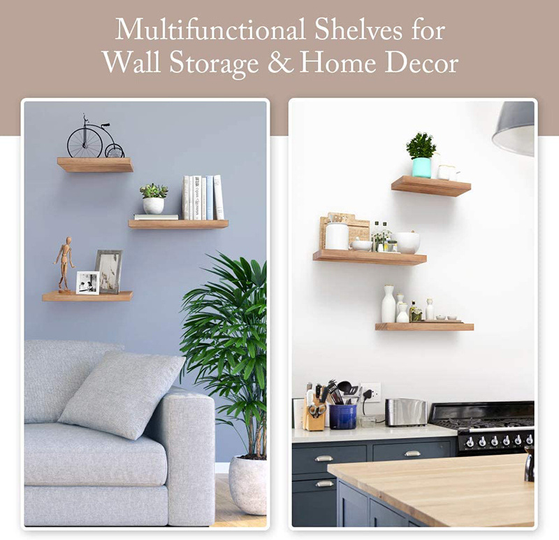 Floating Shelves Wall Mounted Set of 3, Rustic Wall Decorative Shelf Display Ledge Storage Shelves for Bedroom Living Room