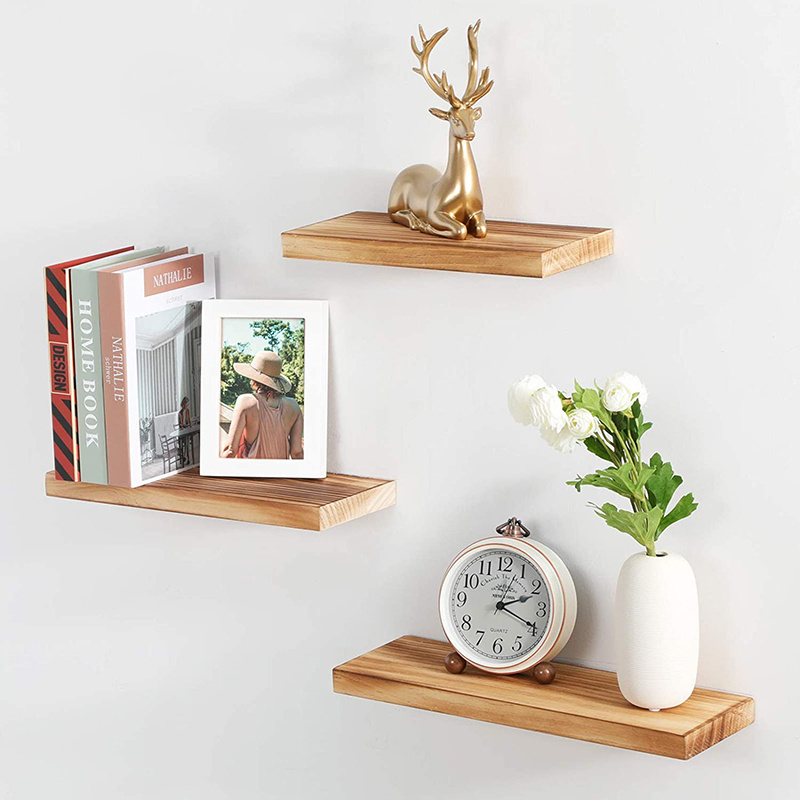 Floating Shelves Wall Mounted Set of 3, Rustic Wall Decorative Shelf Display Ledge Storage Shelves for Bedroom Living Room