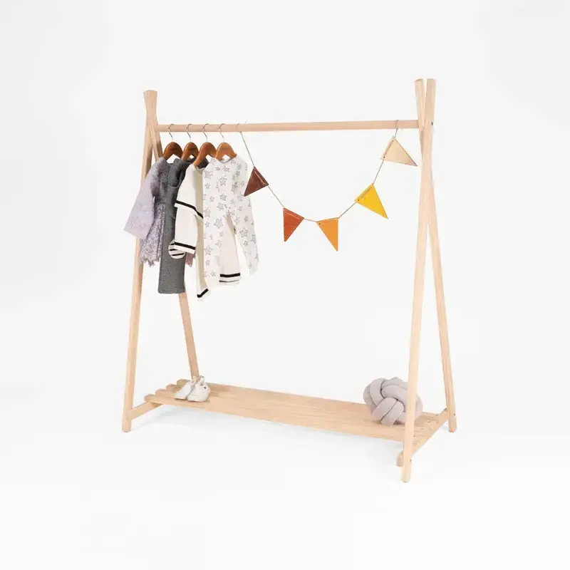 Wholesale Custom Beech Storage Hanger With Shoe Rack Shelves Coat Rack For Floor Floor Indoor Bedroom