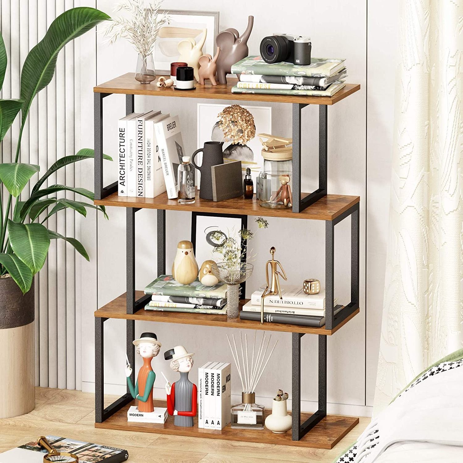 Display Shelf Storage Bookshelf 4 Tier Bookcase Stand Unit