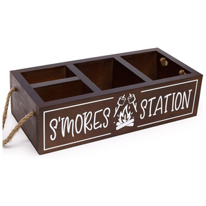 Bar Holder with Handles Farmhouse Kitchen Decor Rustic Smores Roasting Station Wood Organizer Camping BBQ Accessories