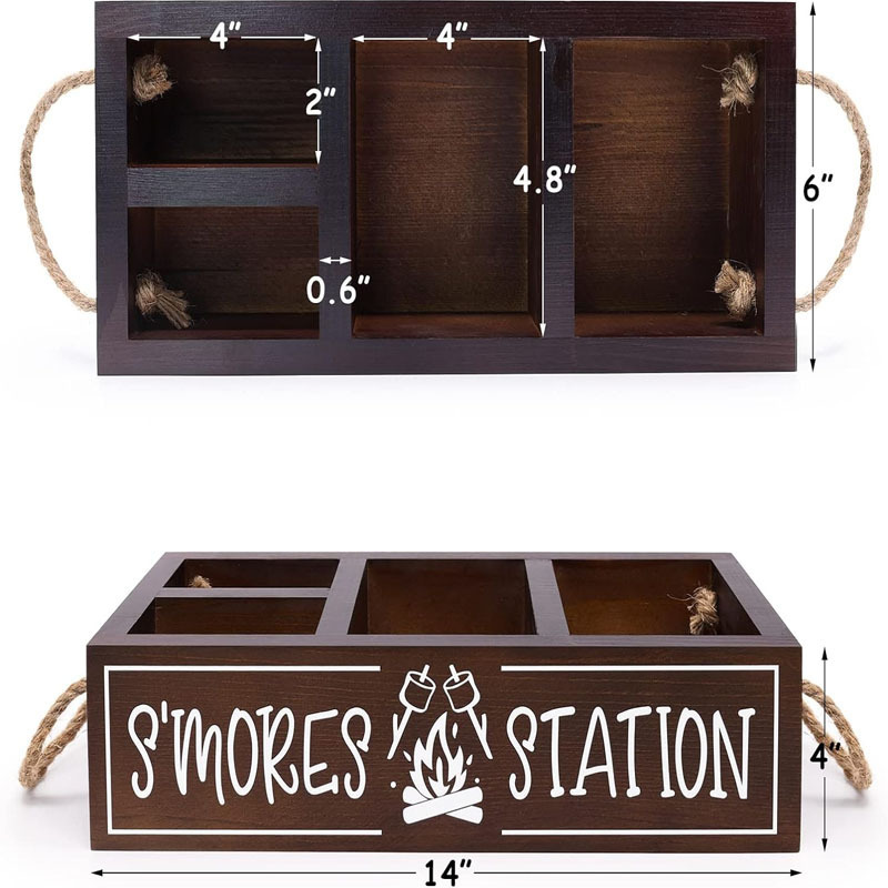 Bar Holder with Handles Farmhouse Kitchen Decor Rustic Smores Roasting Station Wood Organizer Camping BBQ Accessories