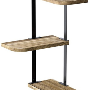 3 Tier Rustic Wood Floating Shelf Wall Mounted Carbon Black Bracket Shelf