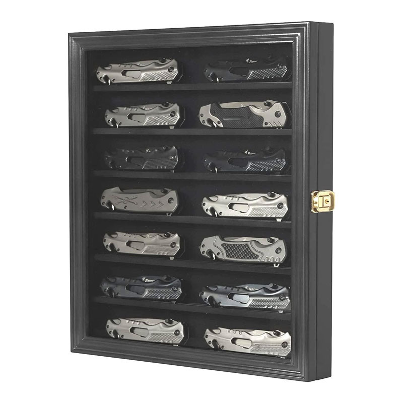 Knife Display Case Pocket Display Case for Wall Stand Military Folding Knife Shadow Box Knife Enthusiast Collectibles