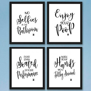 Bathroom Quotes and Sayings Art Prints | Set of Four Photos Unframed | Great Gift for Bathroom Decor