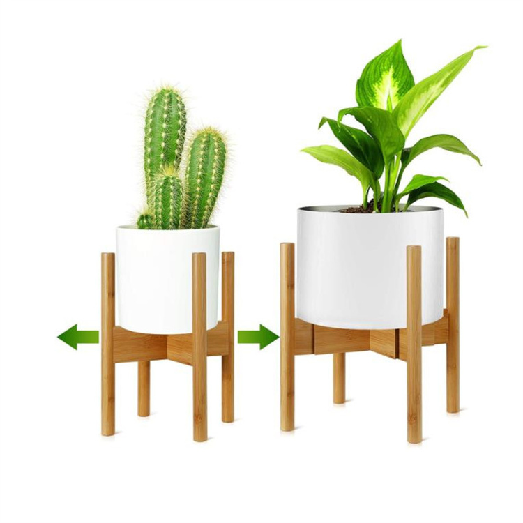 Adjustable Bamboo Potted Stand Planter Holder Modern Indoor Plant Stand Flower Potted Plant Pot Holder Stand