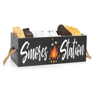 S'mores Station Box  Kit for Fire Pit  Maker Farmhouse Kitchen  Bar Holder Rustic Camping Decor Storage Caddy Box BBQ