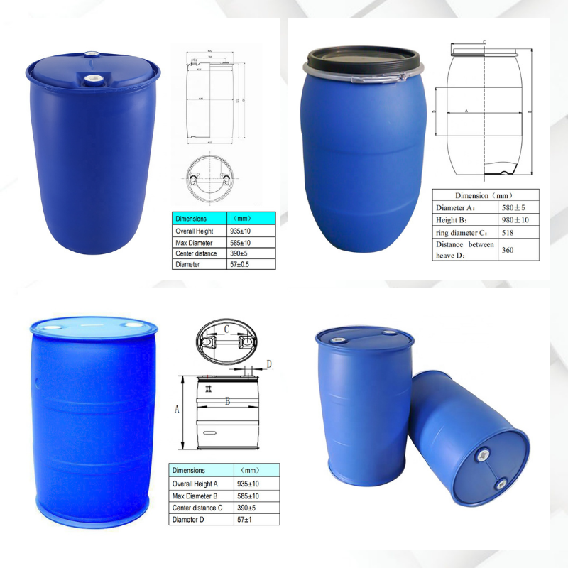 Best Selling Empty Plastic Drum 220 Liters Hdpe Packaging Barrels Blue Water Storage Price