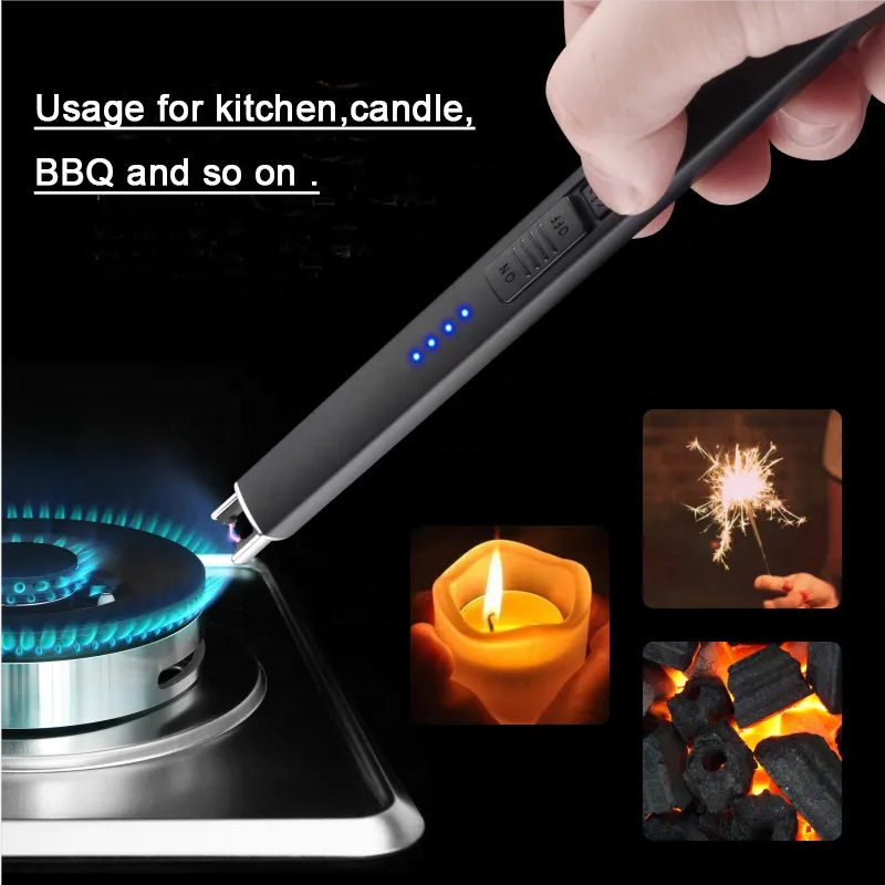 Hot Sale Rechargeable USB Electric Plasma Candle Lighter Metal BBQ Candle Lighter for Home Custom Logo and Refillable Feature