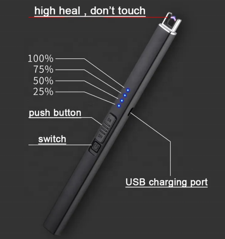 Hot Sale Rechargeable USB Electric Plasma Candle Lighter Metal BBQ Candle Lighter for Home Custom Logo and Refillable Feature