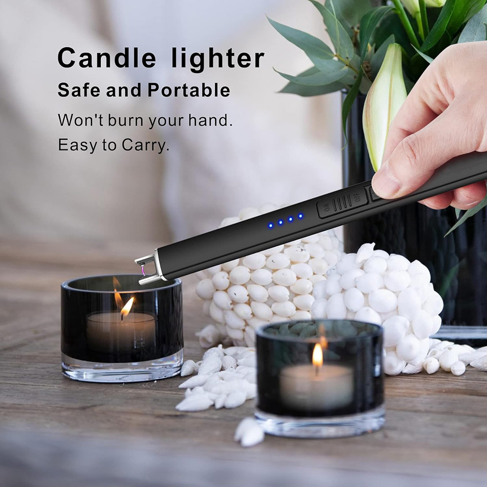 Candle Electric Lighter Long Electronic Rechargeable USB Lighter Arc Windproof Flameless Lighters for Candle Camping BBQ