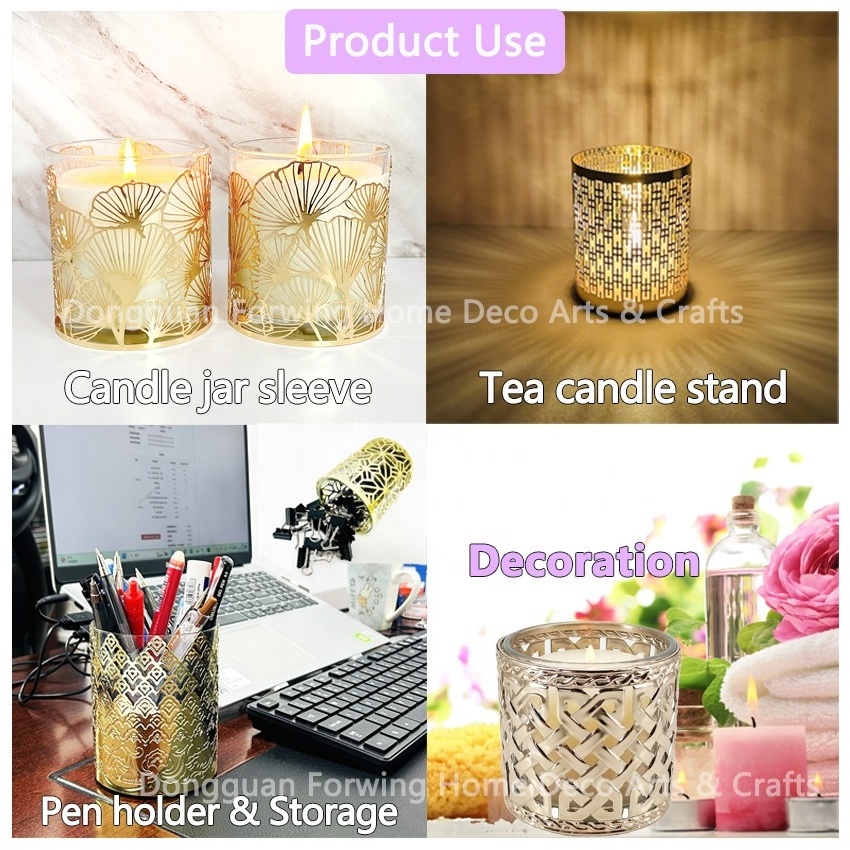 New Product Candle Holder Decorated Votive Tea Light Metal Candle Holder With Clear Glass Candle Jar