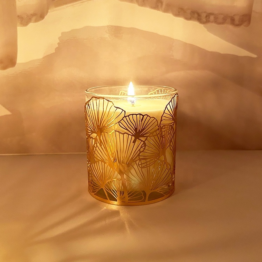 New Product Candle Holder Decorated Votive Tea Light Metal Candle Holder With Clear Glass Candle Jar