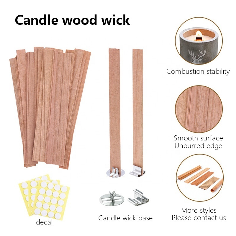 Wood Candle Wicks Crackling Wooden Candle Wick Long Wood wick for Soy Candle Making With Holder