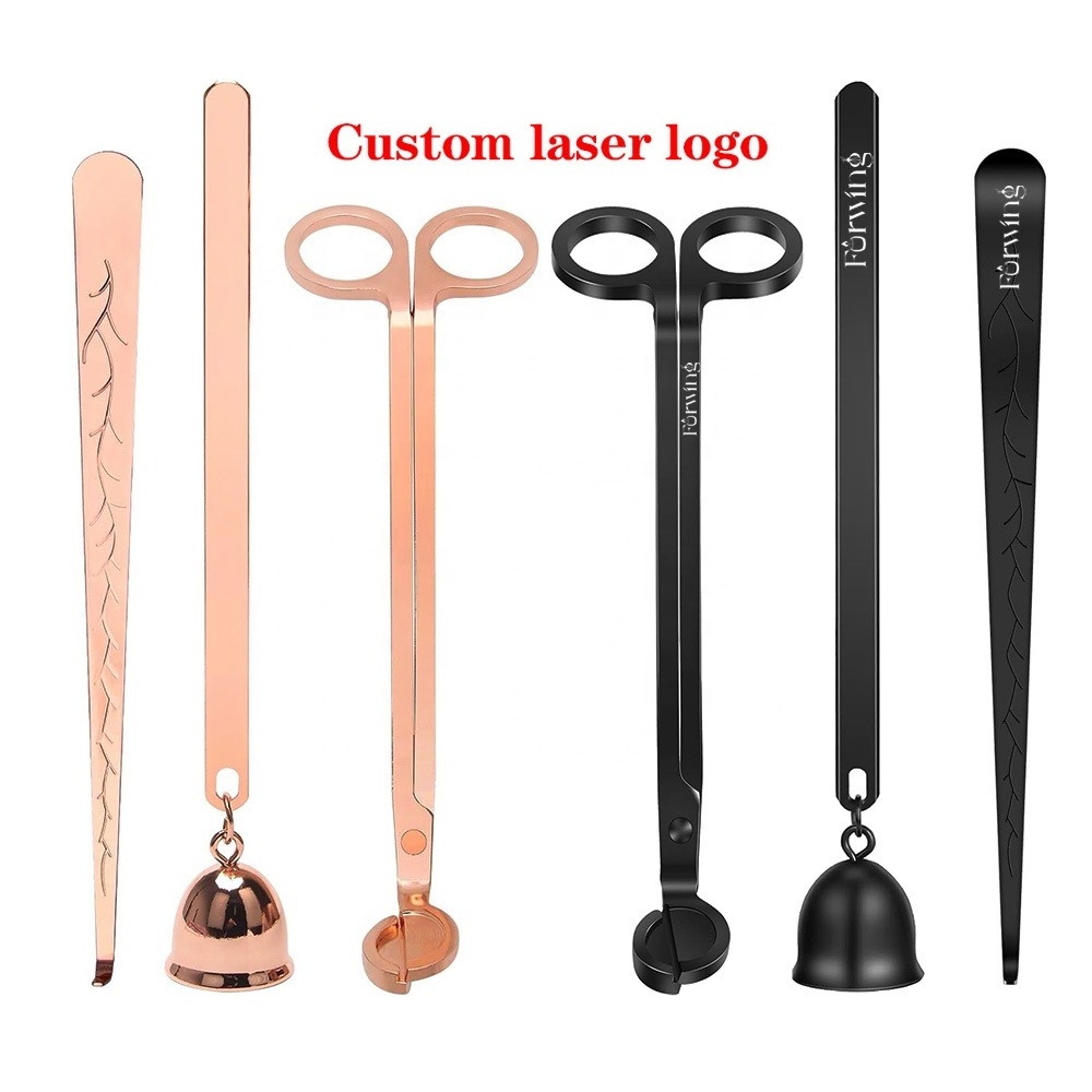 Candle Accessories Custom Logo Stainless Steel Candle Snuffer Lighter Black Candle Care Kit Tool Wick Trimmer Set with Gift Box