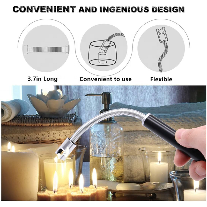 Versatile electronic lighter Portable windproof USB rechargeable metal arc candle lighter for kitchen