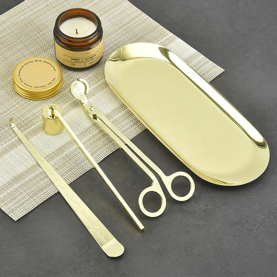 Candle Wick Trimmer Set Wholesale Custom Logo Laser Scissor Snuffer Dipper Kit Candle Care Tool Candle Accessories