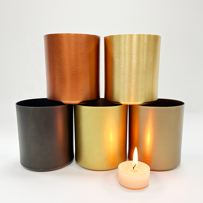 Metal Candle Cup Gold Aluminum vessel Votive Empty Candle Jar with Lid Container Metal Candle holder