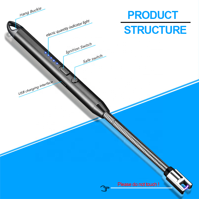 Electric Plasma BBQ Lighter 360 Degree Free Rotation USB Rechargeable Windproof Flamesless Long Arc Candle Lighter