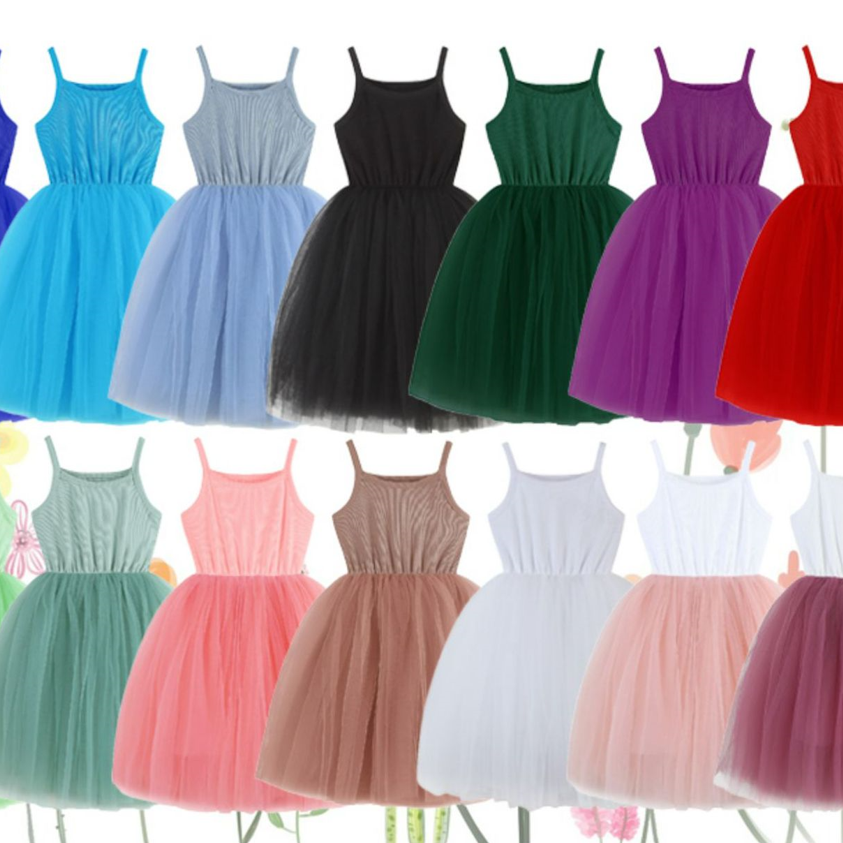 Baby Girls Solid Color Tutu Slip Dress Toddler Cotton Infant Ruffles Tulle Dresses Kids Girl Sleeveless Princess Party Dress OEM