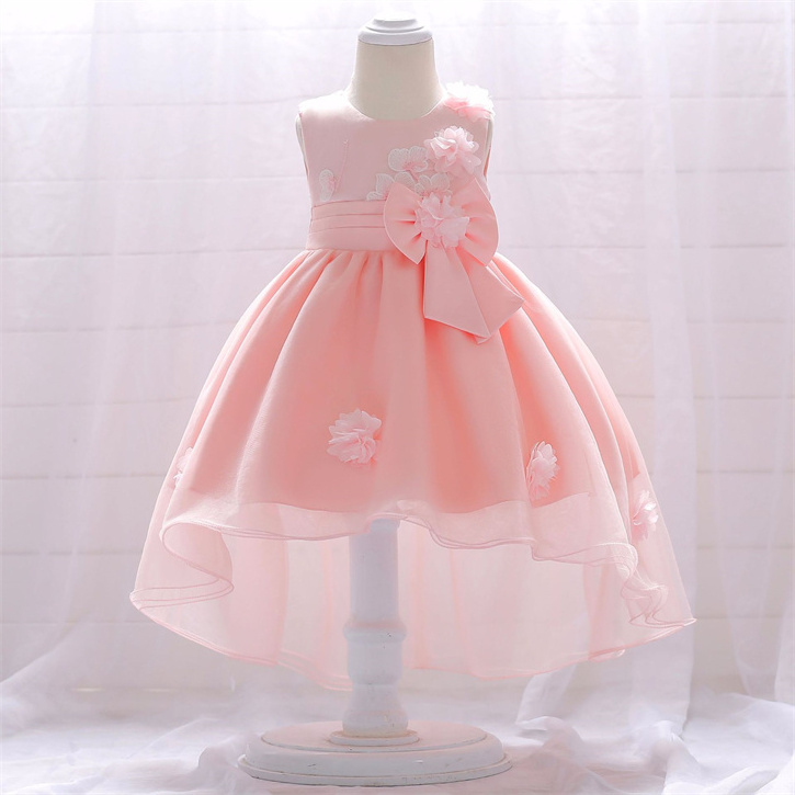 the new baby girl first birthday skirt is a fluffy princess dress with trailing flowers and baby girl dresses