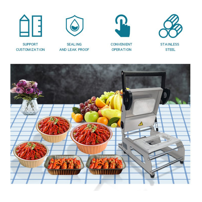 Manual Press Mini Desktop Plastic Tray Stainless Steel Container Meat Food Sealing Machines Electric Lunch Box Sealer