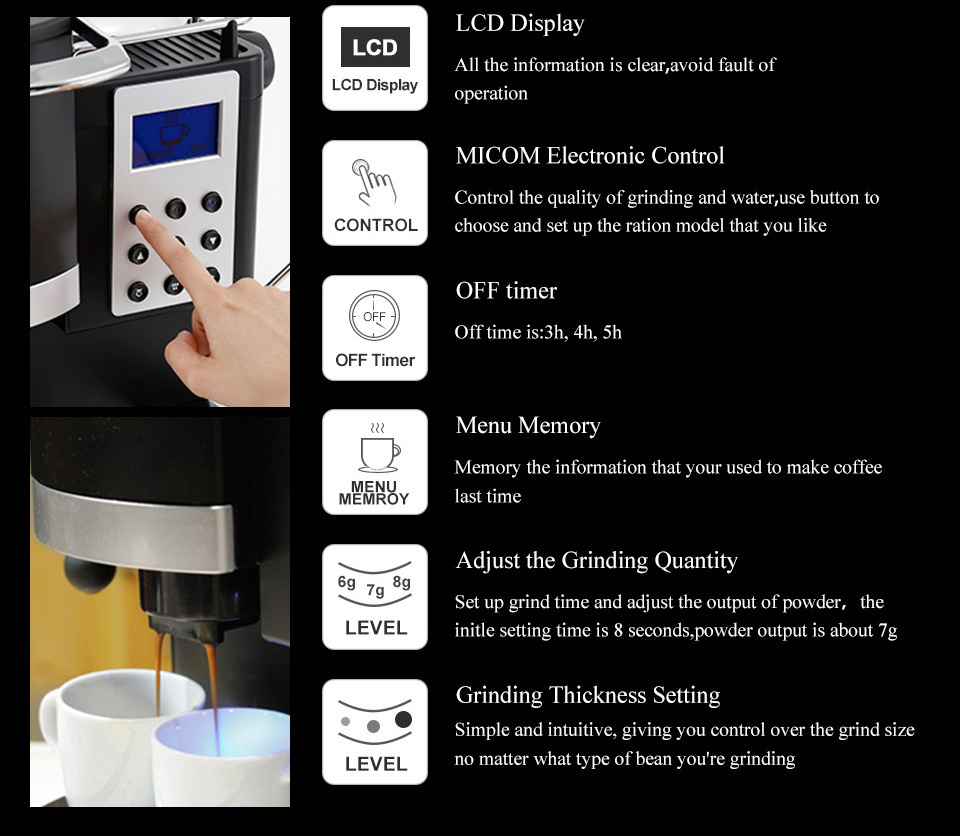 Automatic Espresso Coffee Machine | 20 Bar Cappuccino & Latte Coffee Maker | All-in-one Espresso Machine With Milk Froth