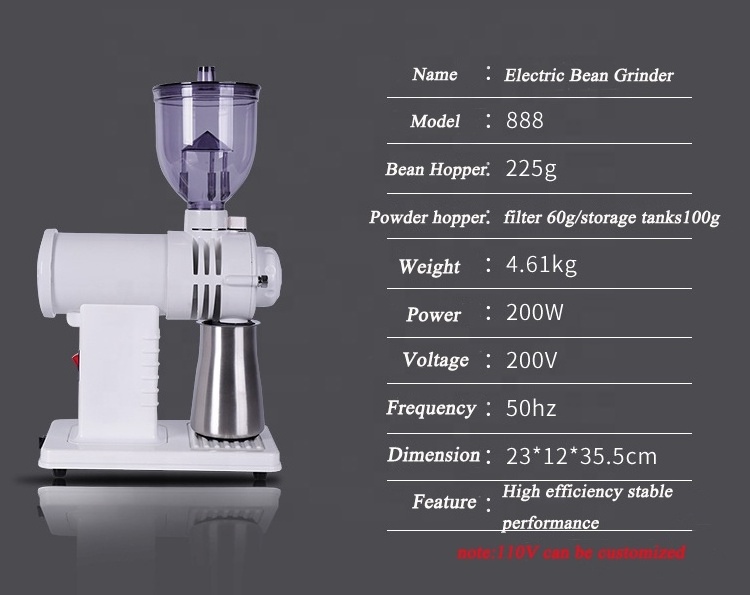 225G Hopper Electric Coffee Grinder 78mm ghost tooth burr Grain mill commercial coffee powder grinding milling machine