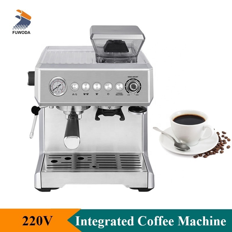 Commercial Semi-automatic 220V Integrated Coffee Maker Machine Coffee Bean Grinding Machine Cappuccino Espresso Maker