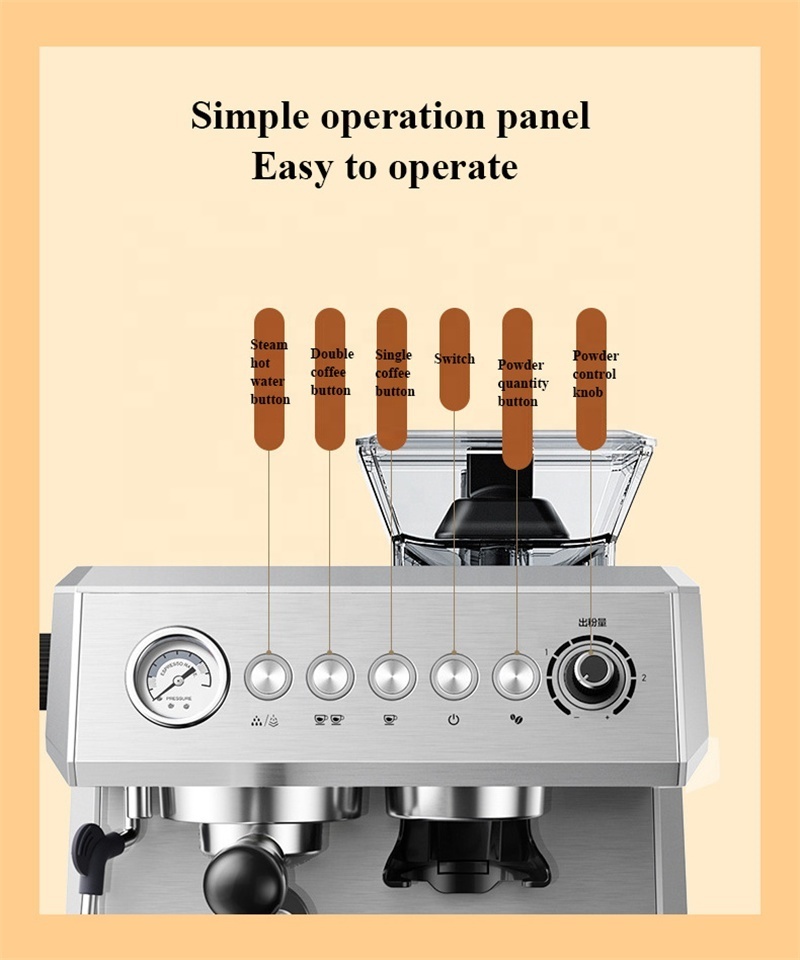 Commercial Semi-automatic 220V Integrated Coffee Maker Machine Coffee Bean Grinding Machine Cappuccino Espresso Maker