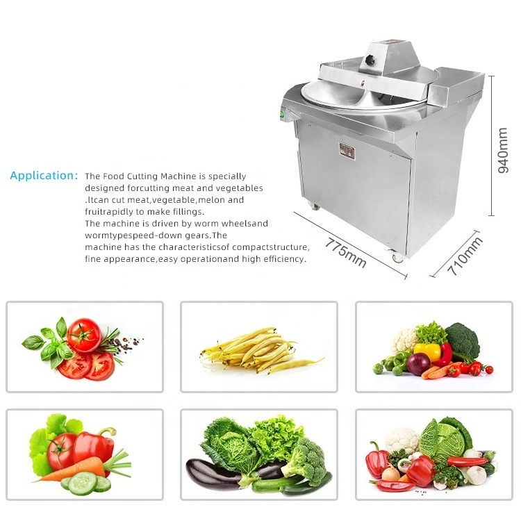 Commercial Sausage Meat Cutting Machine Fruits Vegetable Chopping Maker Electric Stainless Steel Vegetables Bowl Cutter Chopper