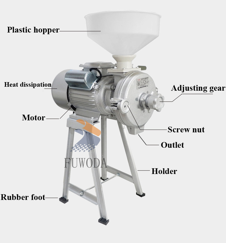 Professional Electric Grain Mill Commercial Small Wheat Rice Grain Corn Mill Grinder Milling Machine For Sale