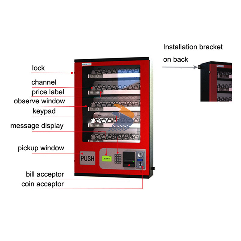 Coin&Bill Operated Snack and Drink Automatic Vending Machine Wall Mounted Small Vending Machine