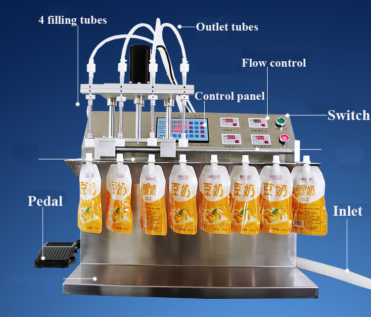 110V 220V Milk / Water / Soybean Milk / Soy Sauce Liquid Filling Machine Doypack Spout Pouch Bag Filler Beverage Dispenser