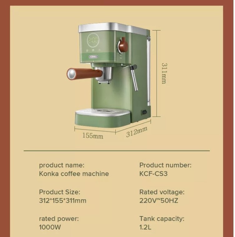 Retro Pretty Look  Coffee Machine Small Coffee Maker Semi-Automatic Milk Foam Coffee Machine for Household Machine