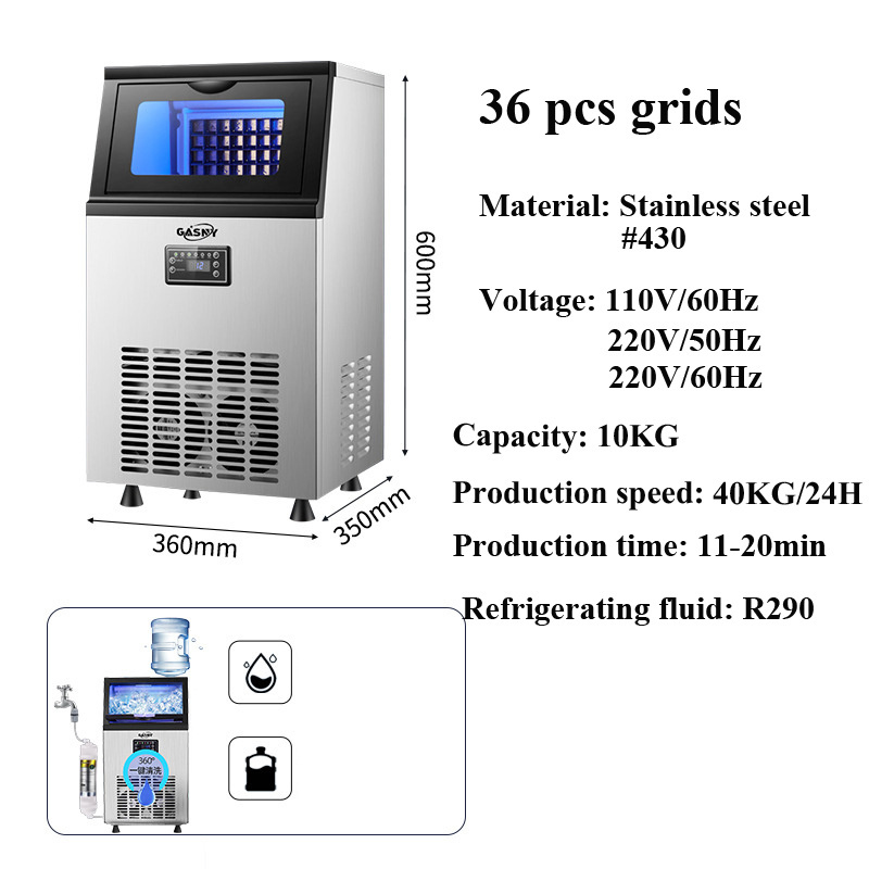 Ice Cube Maker Machine 40-50KG/Day Commercial Ice Making Machine 36/44pcs Automatic Ice Cube for Bar Tea Cafe