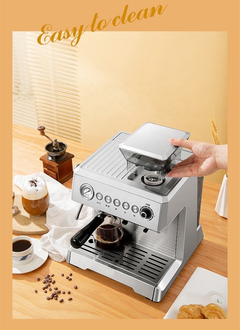 Commercial Semi-automatic 220V Integrated Coffee Maker Machine Coffee Bean Grinding Machine Cappuccino Espresso Maker