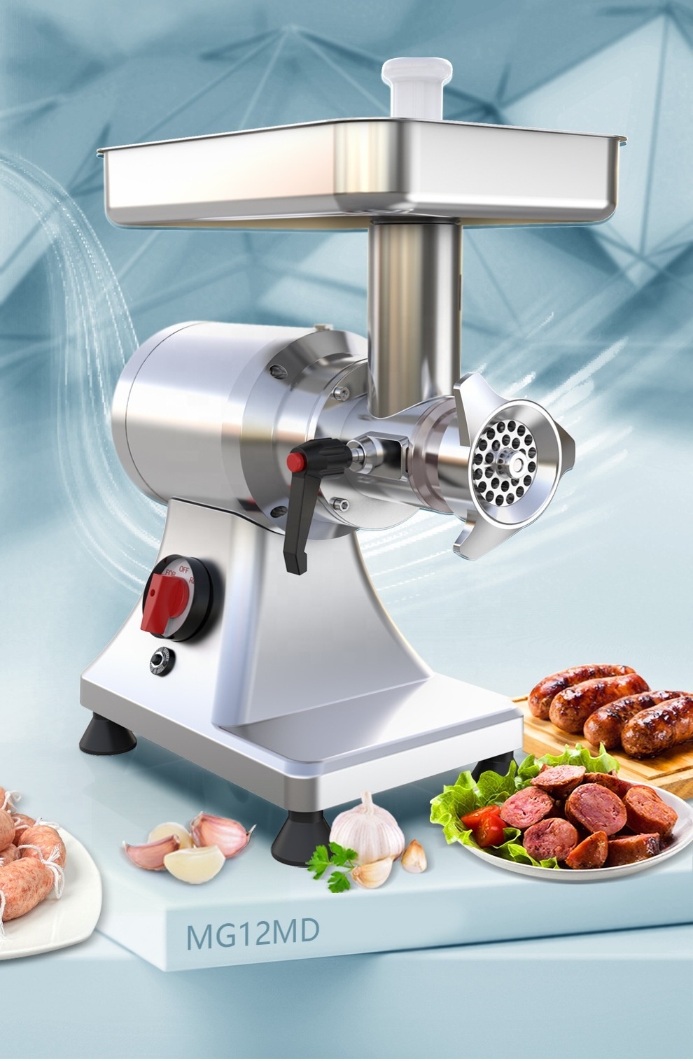 Electric Stainless Steel Mincer Sausage Maker Commercial Meat Grinder 100-200kg/H 110/220V Stuffing Mixer Food Chopper Grinder