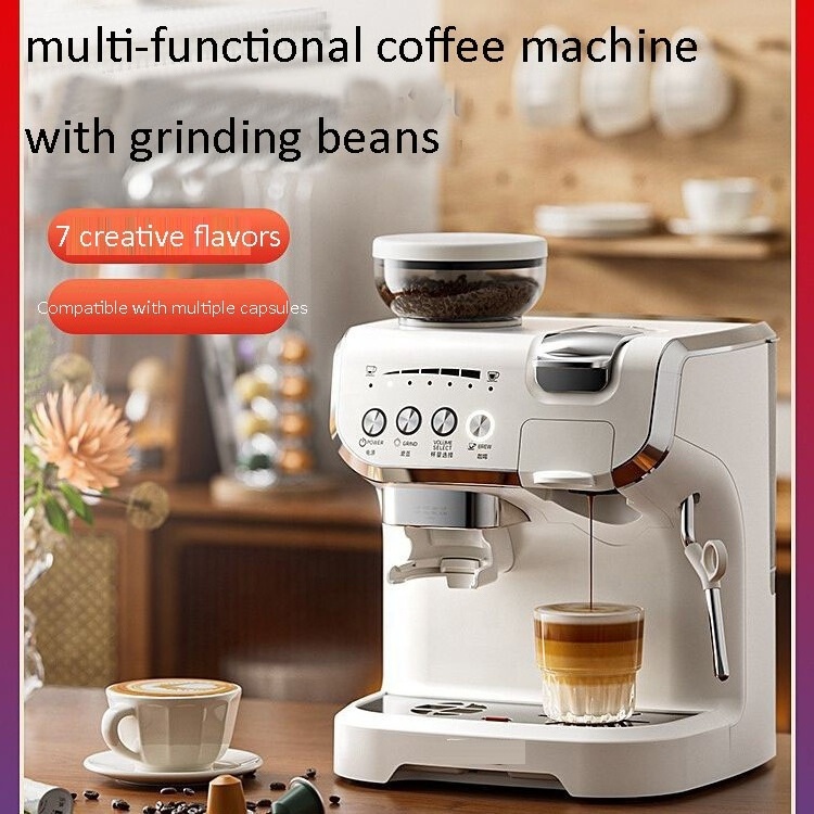 Commercial Multi Capsule Coffee Machine With Grinder Automatic 15Bar Ese Pod Espresso Coffee Machine With 150g Bean Capacity