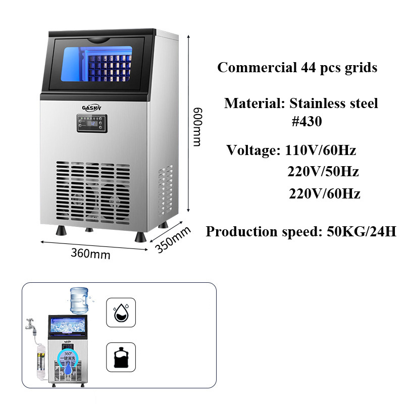 Ice Cube Maker Machine 40-50KG/Day Commercial Ice Making Machine 36/44pcs Automatic Ice Cube for Bar Tea Cafe