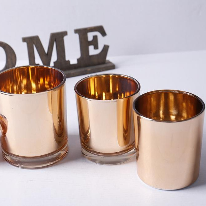 Rose gold candle holder with lid, cylinder glass candle jars