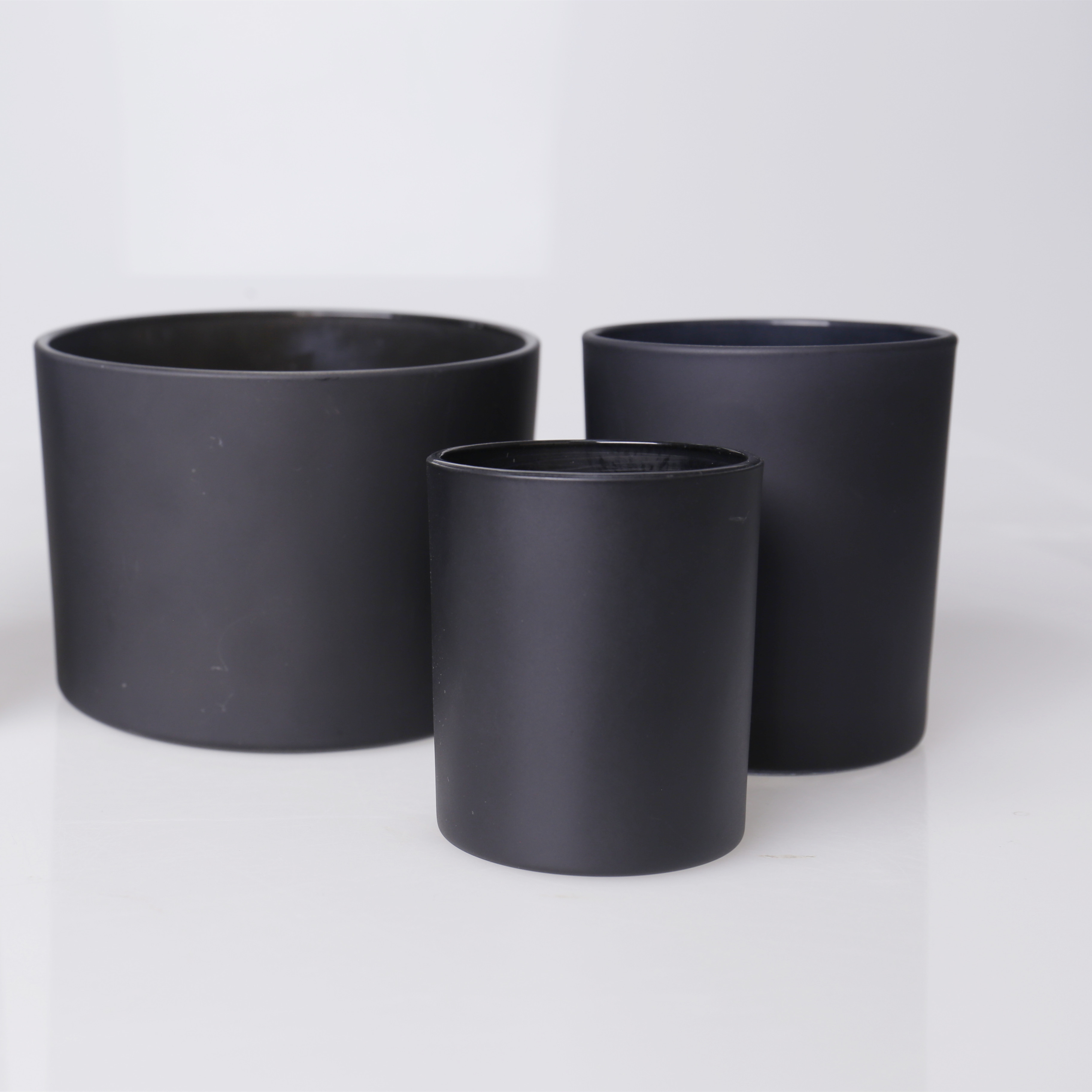 Hot sales luxury glass matte black candle jar custom screen printing 4oz 8oz 10oz 12 oz glass candle container with lid