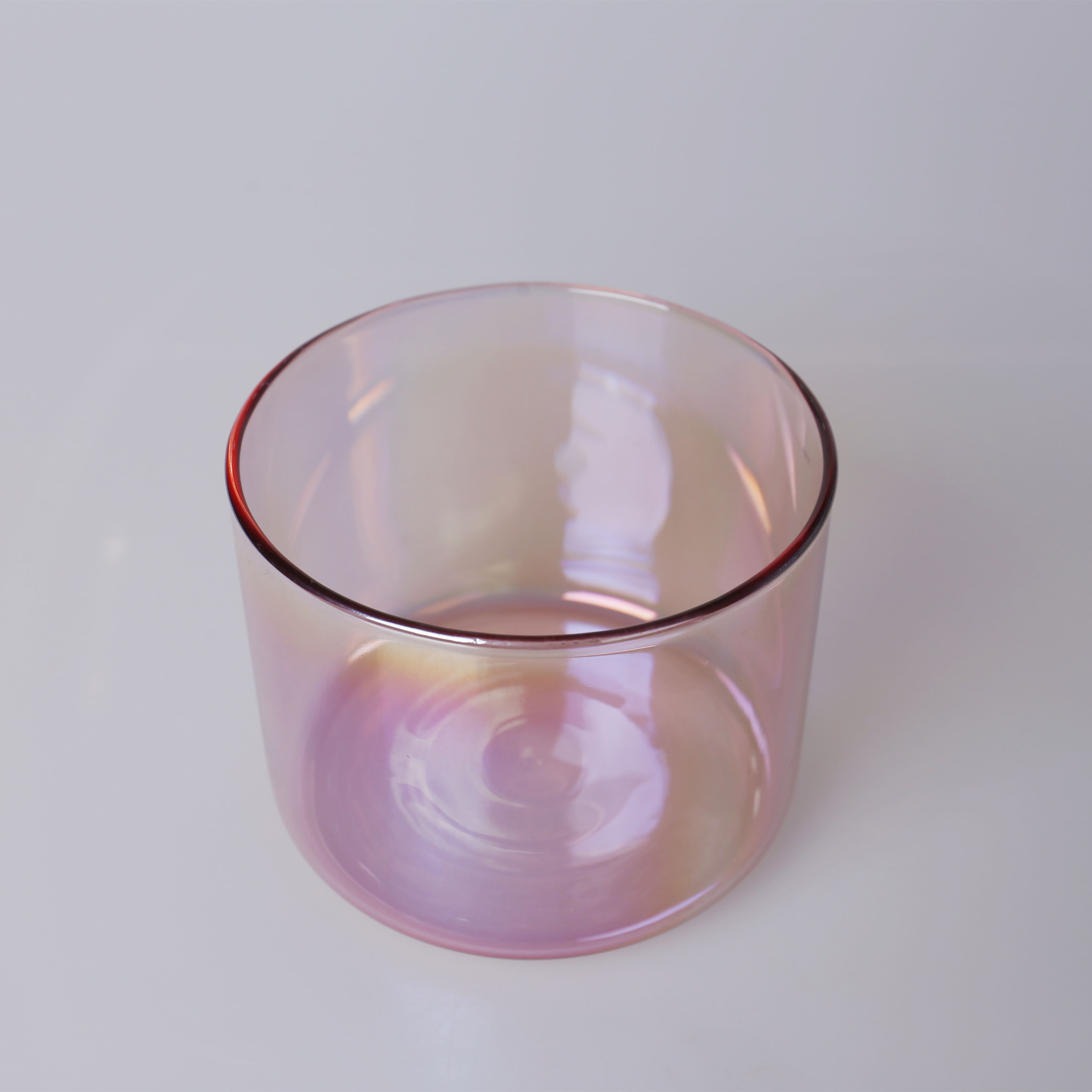 Wholesale customized luxury empty candle vessels 20 oz 22 oz scented soy iridescent pink candle glass jars