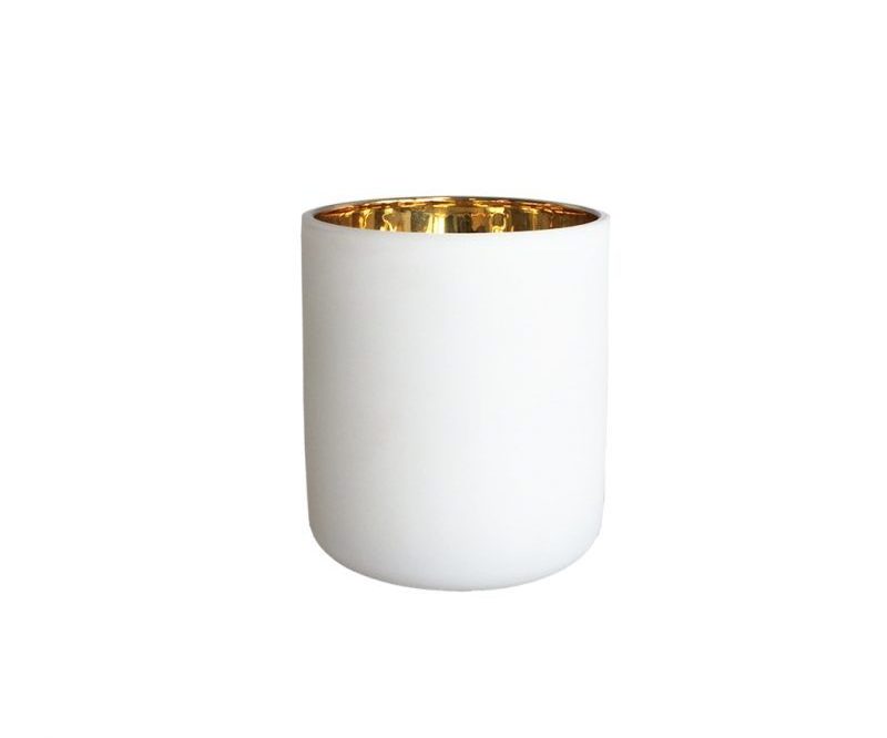 Luxury round opaque white glass candle jars inner gold mercury