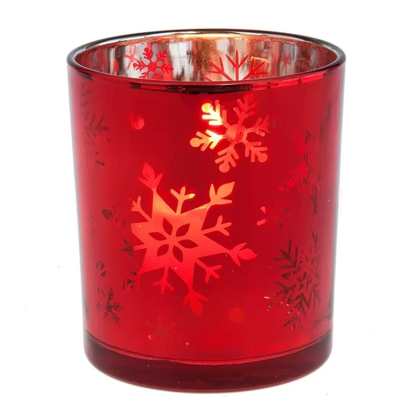 Christmas snowflake red glass shade and votive candle holder many size