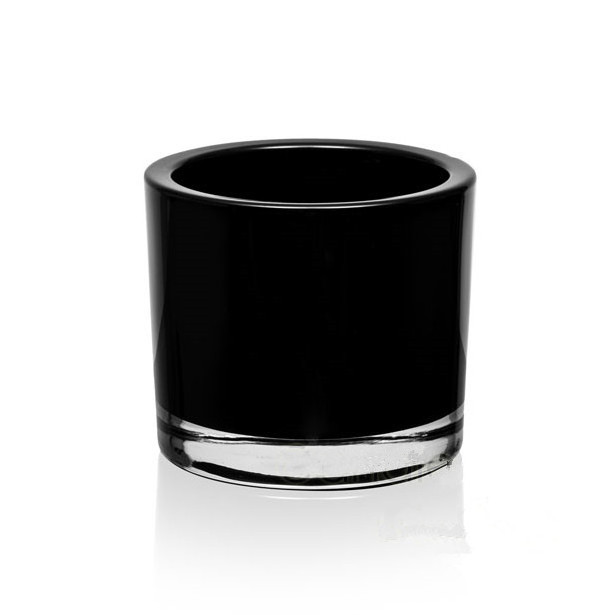 Opaque black glass candle jars thick wall tealight candle holder