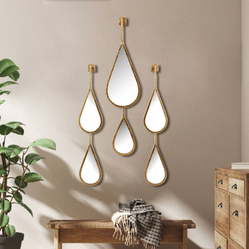 Tear Drop Frame Luxury Wall Mirrors Designer Gold Metal Home Decoration Teardrop Mirrors