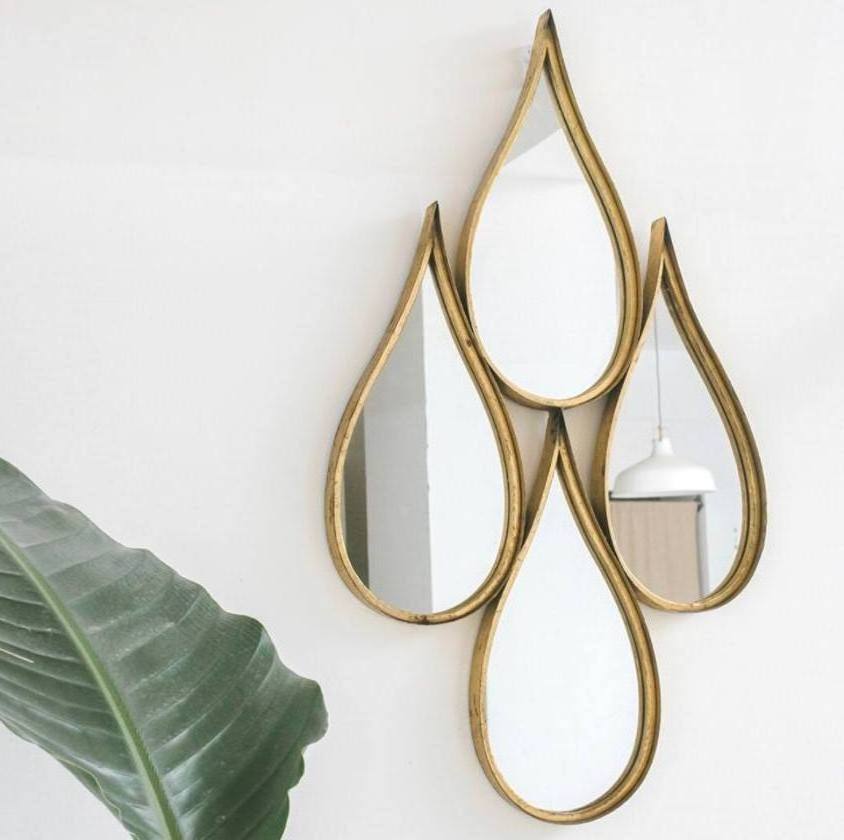 Tear Drop Frame Luxury Wall Mirrors Designer Gold Metal Home Decoration Teardrop Mirrors