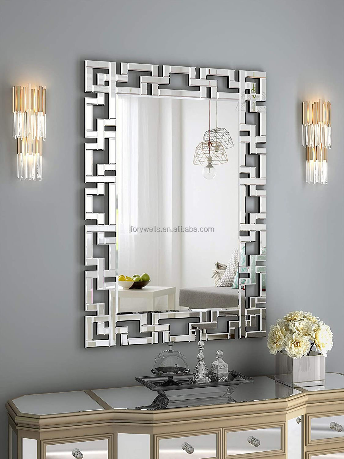 Frameless Venetian Mirror Strip Fashion All Glass Espejos Hallway OEM Wall Mirrors for Furniture Decoration